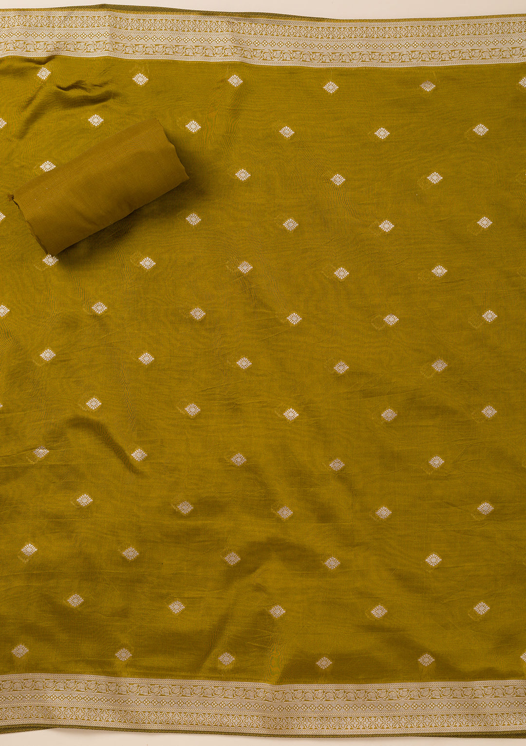 Green Zariwork Opada Silk Unstitched Salwar Suit