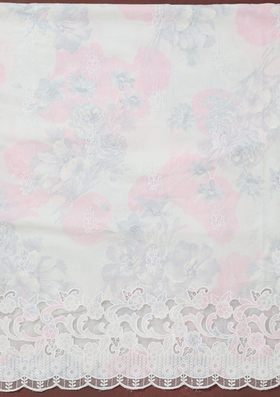 Baby Pink Threadwork Cotton Unstitched Salwar Suit