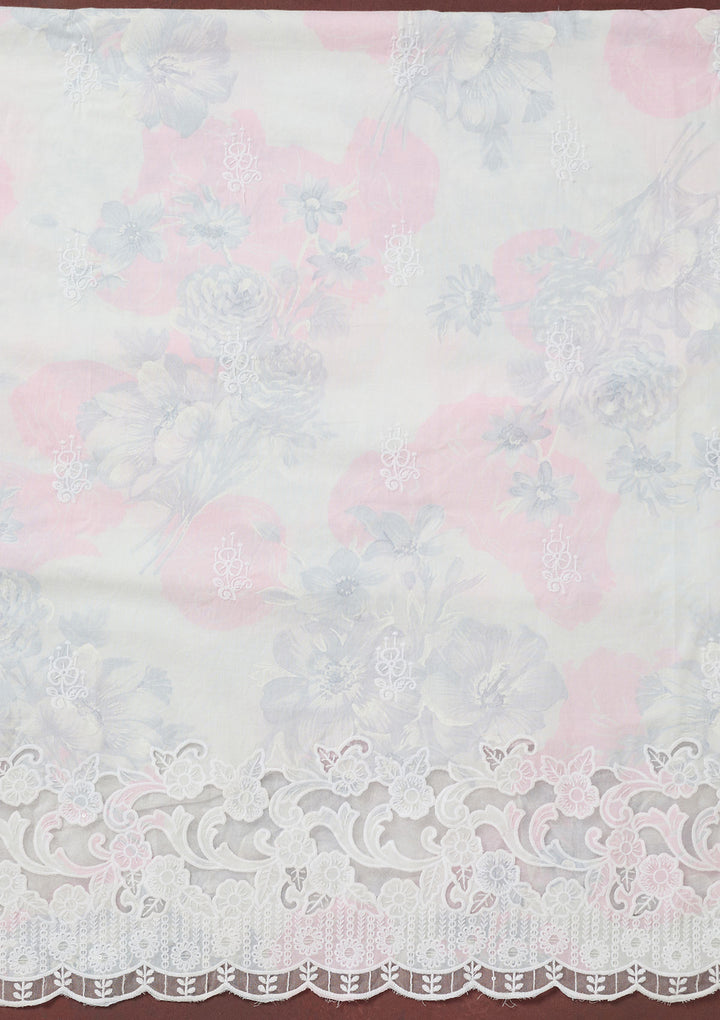 Baby Pink Threadwork Cotton Unstitched Salwar Suit