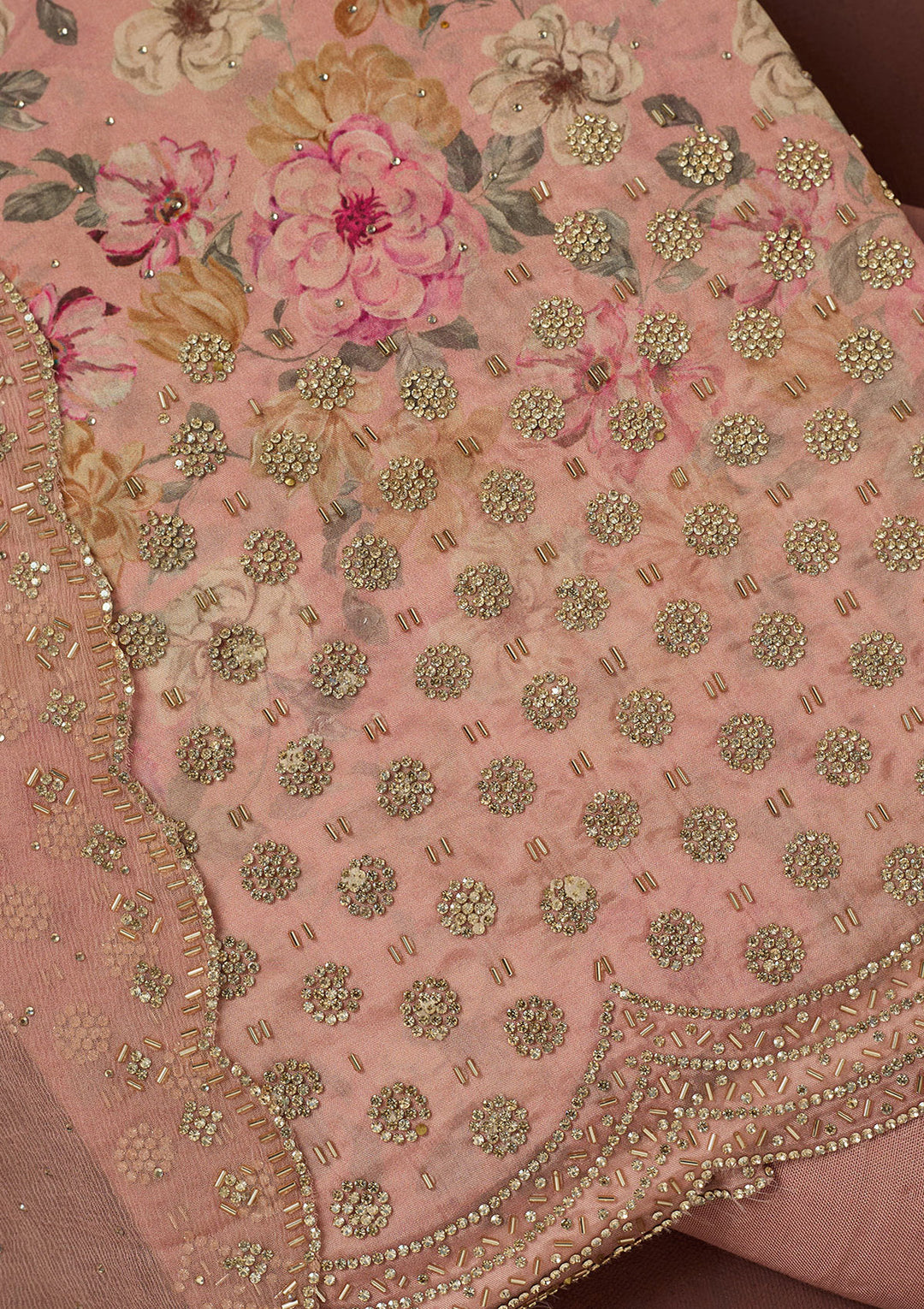 Pink Bling Crepe Unstitched Salwar Suit