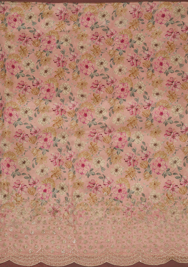 Pink Bling Crepe Unstitched Salwar Suit