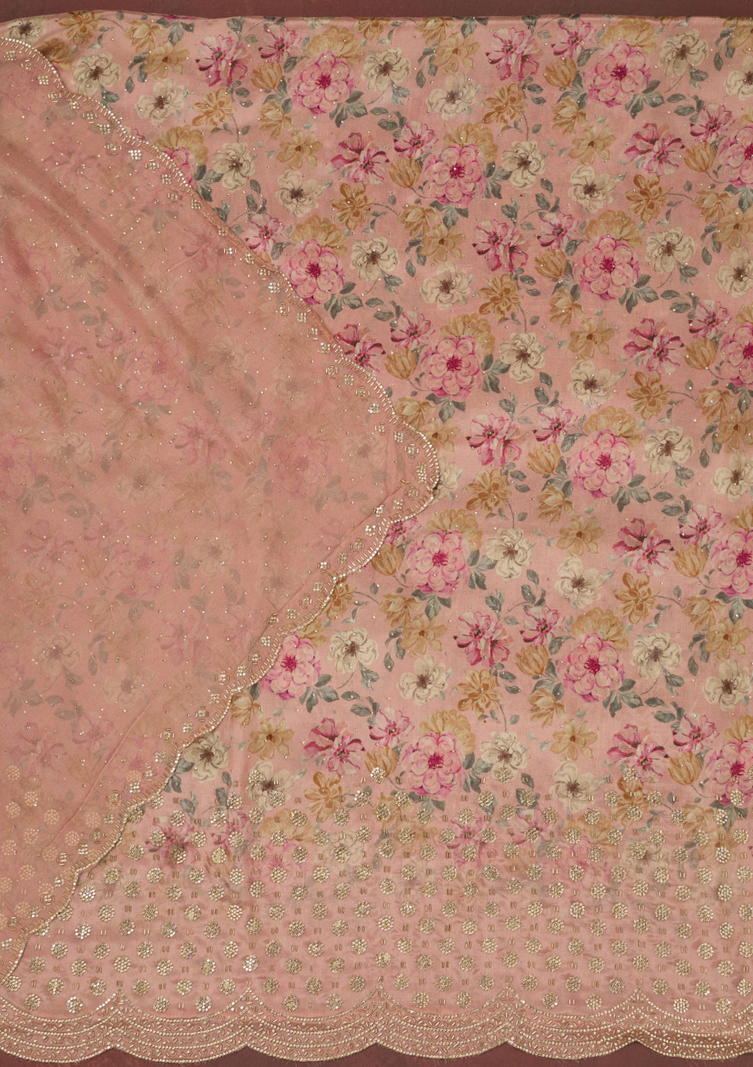 Pink Bling Crepe Unstitched Salwar Suit