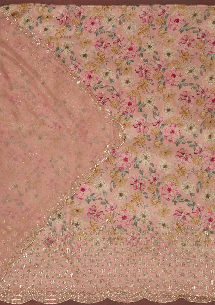 Pink Bling Crepe Unstitched Salwar Suit