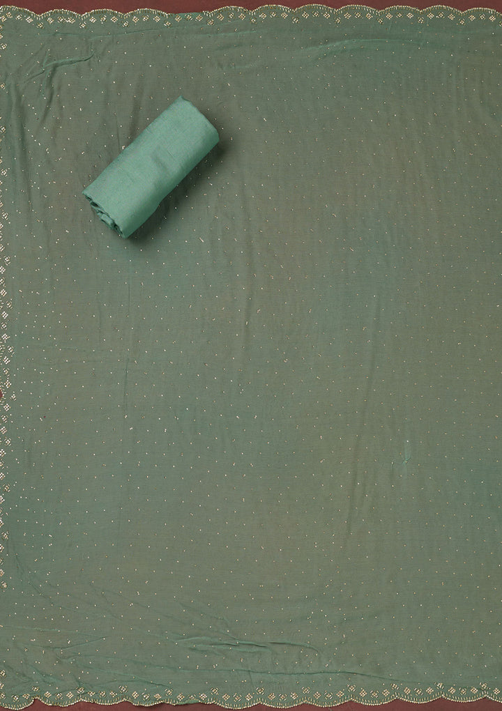 Sea Green Bling Crepe Unstitched Salwar Suit