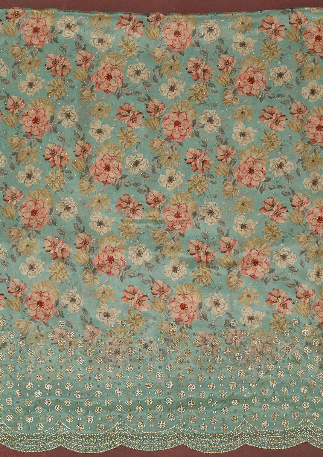 Sea Green Bling Crepe Unstitched Salwar Suit