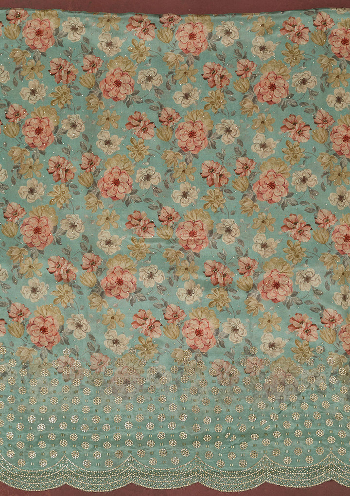 Sea Green Bling Crepe Unstitched Salwar Suit