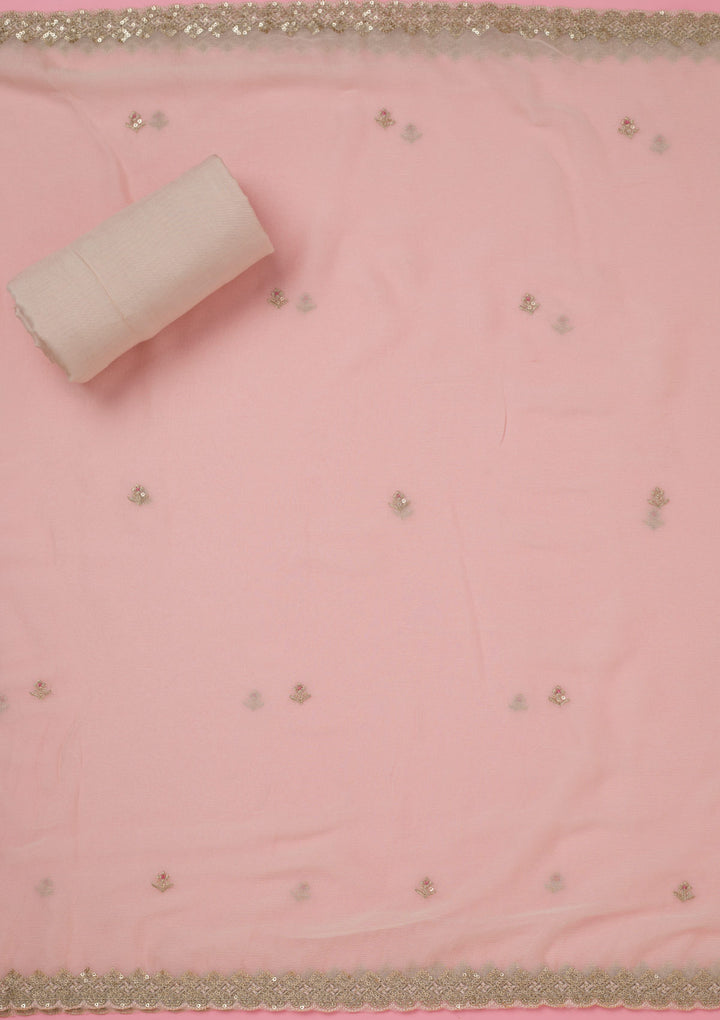 Cream Zariwork Organza Unstitched Salwar Suit