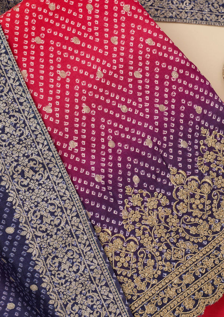 Rani Pink Zariwork Dola Silk Unstitched Salwar Suit