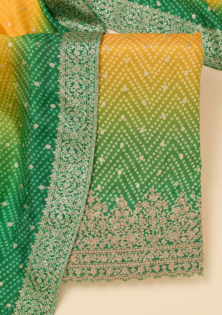 Yellow Zariwork Dola Silk Unstitched Salwar Suit