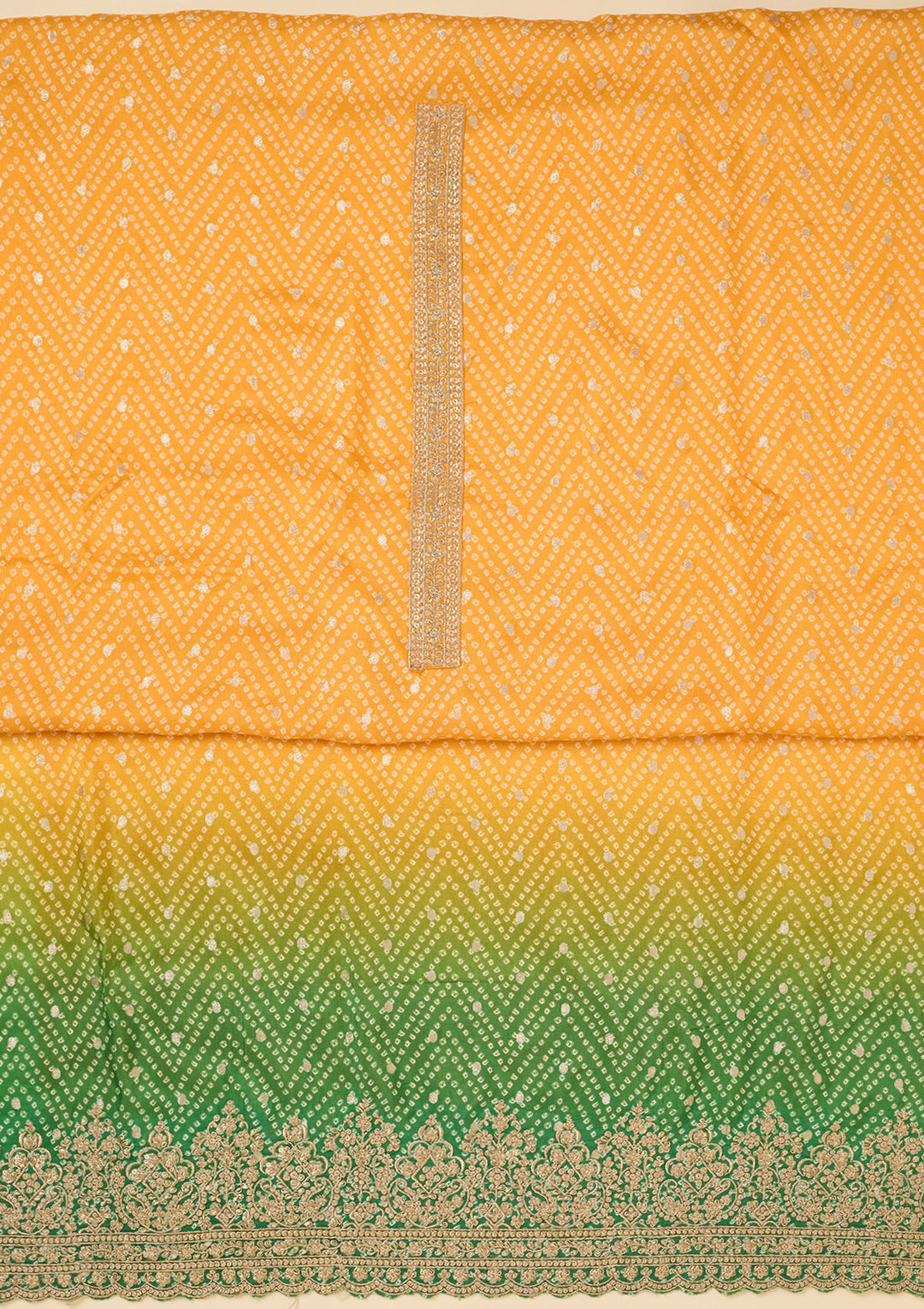 Yellow Zariwork Dola Silk Unstitched Salwar Suit