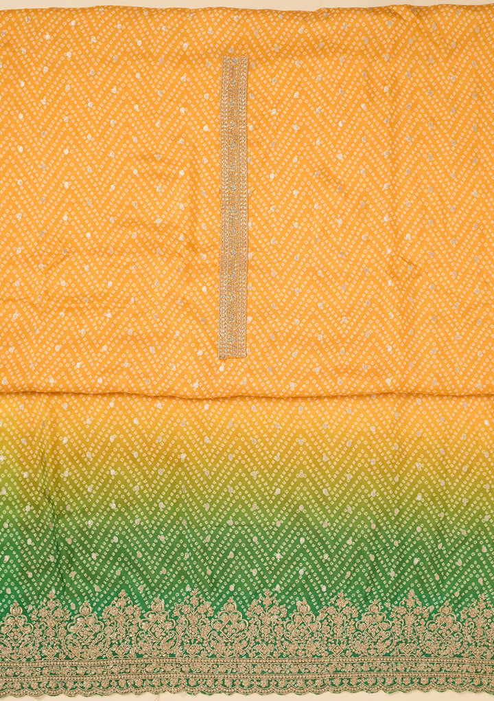Yellow Zariwork Dola Silk Unstitched Salwar Suit