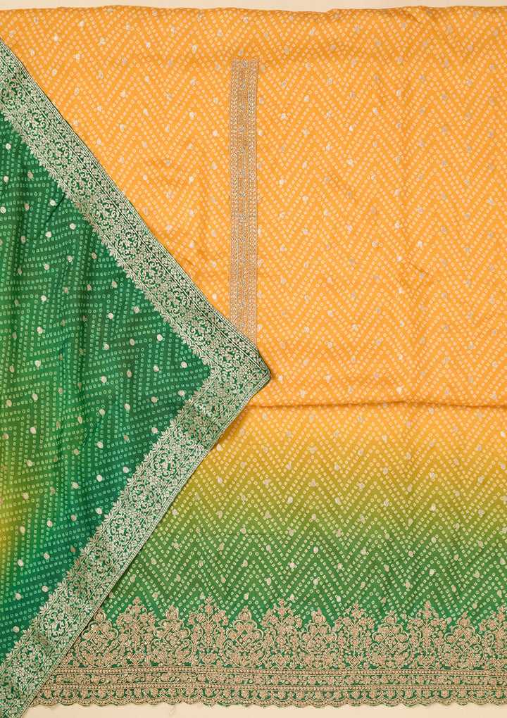 Yellow Zariwork Dola Silk Unstitched Salwar Suit