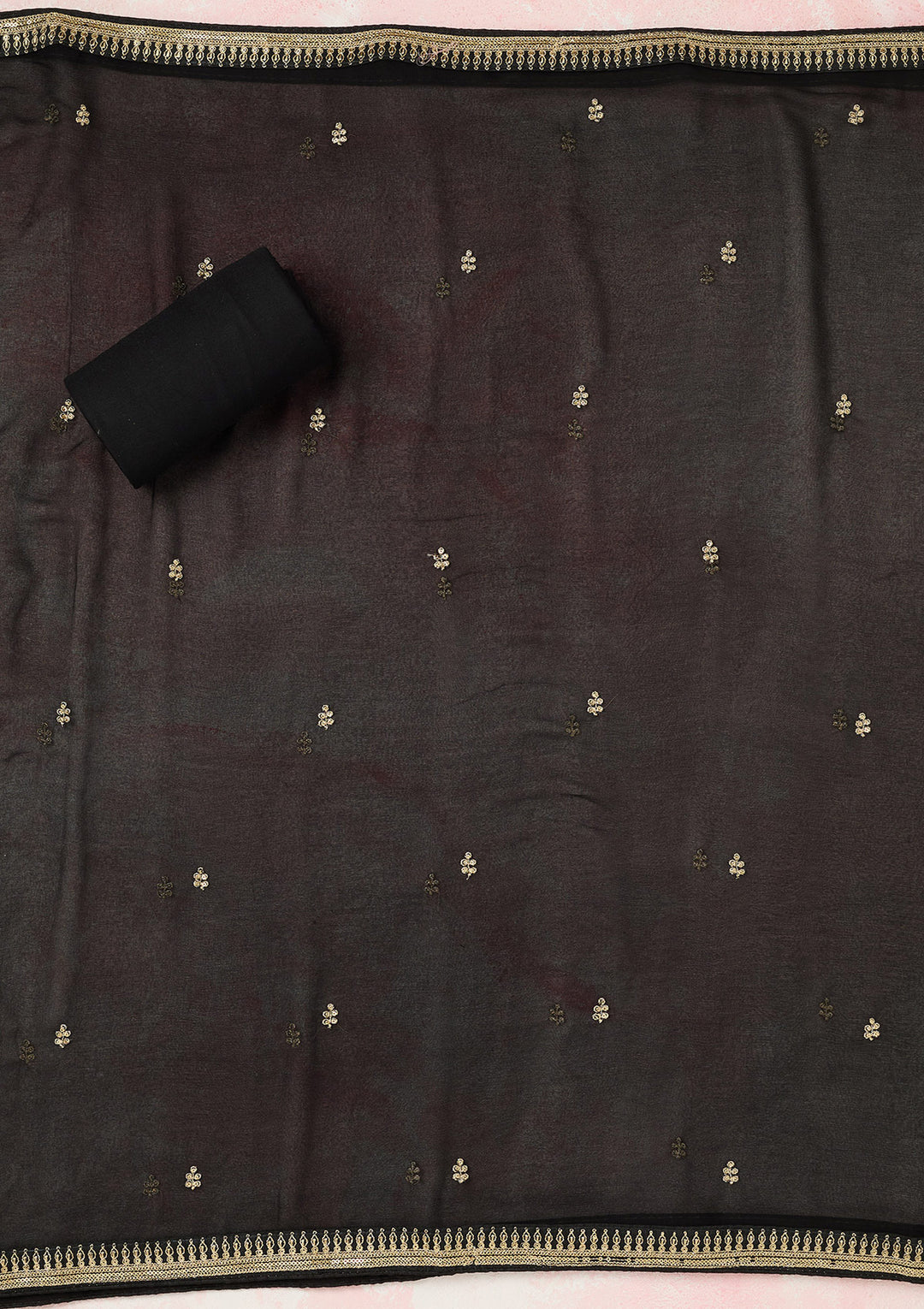 Black Zariwork Dola Silk Unstitched Salwar Suit