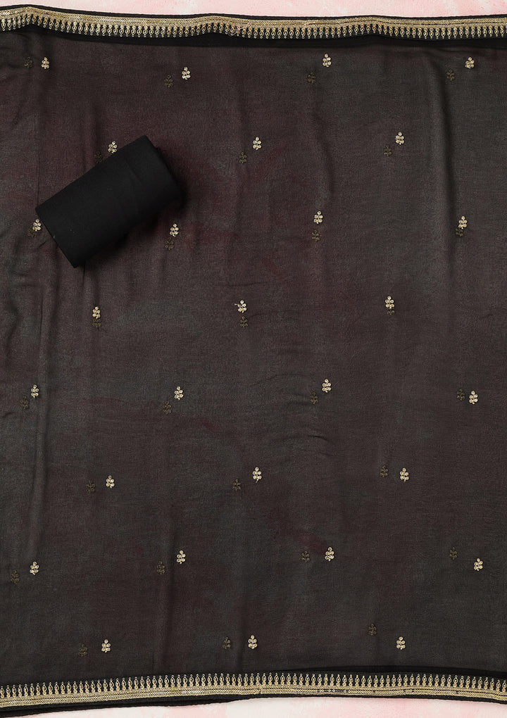Black Zariwork Dola Silk Unstitched Salwar Suit
