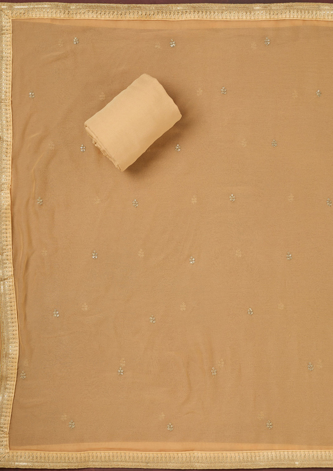 Cream Zariwork Dola Silk Unstitched Salwar Suit