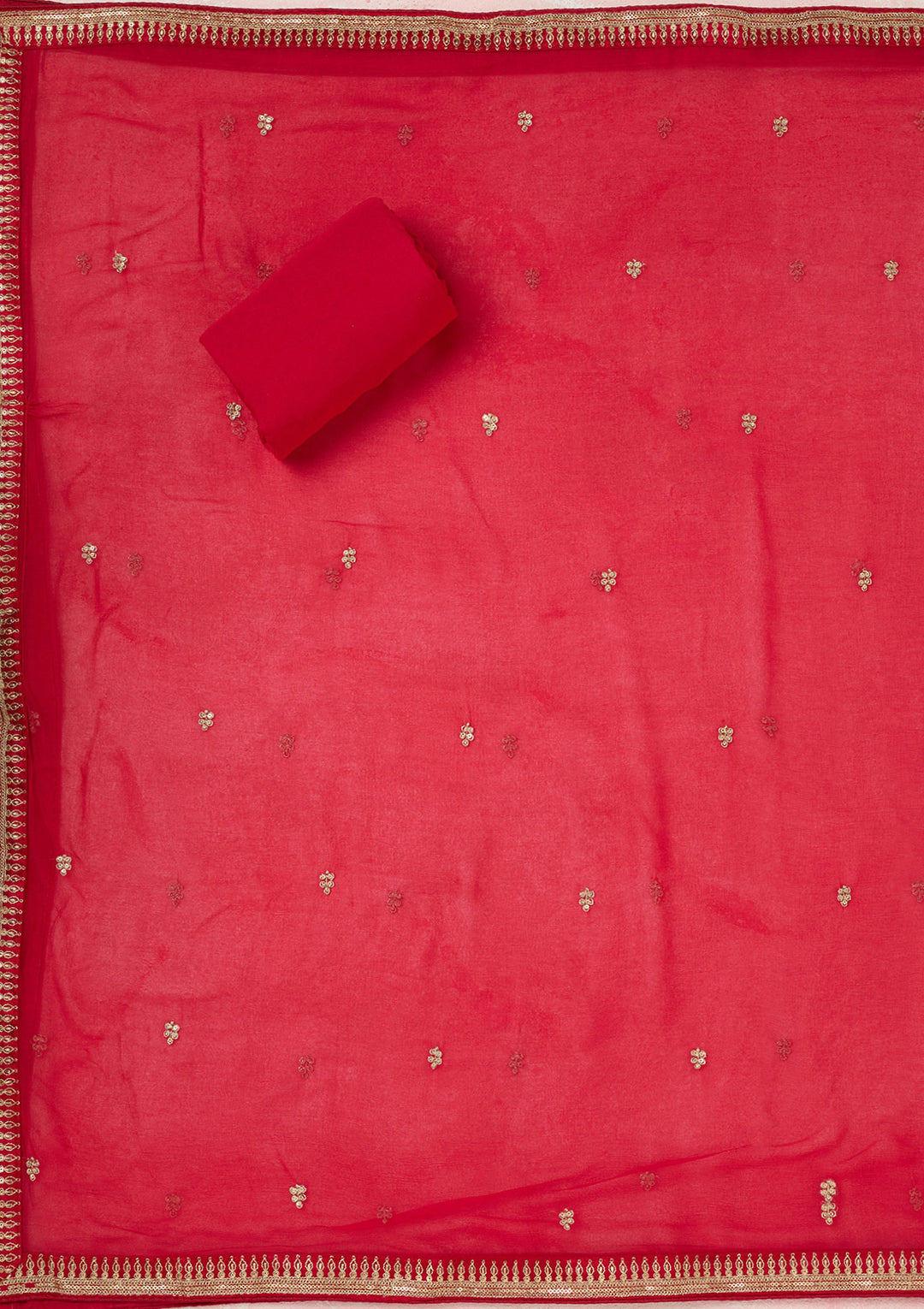 Rani Pink Zariwork Dola Silk Unstitched Salwar Suit