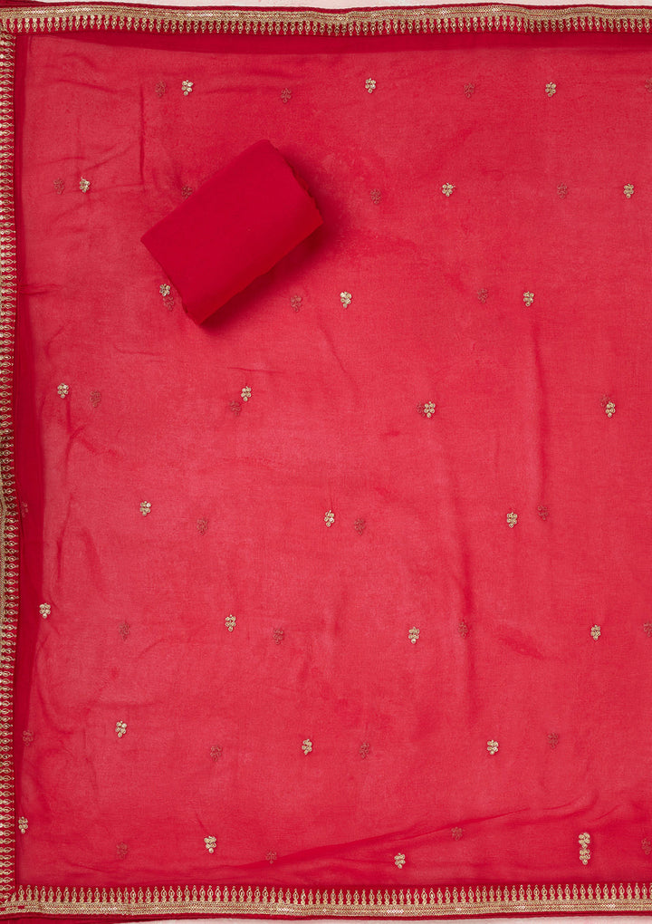 Rani Pink Zariwork Dola Silk Unstitched Salwar Suit