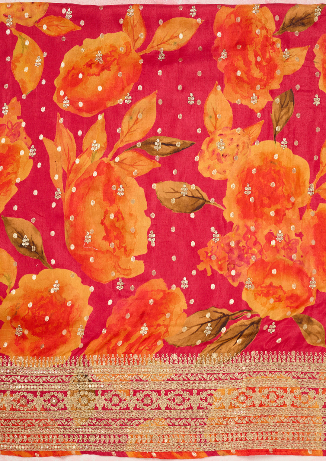 Rani Pink Zariwork Dola Silk Unstitched Salwar Suit