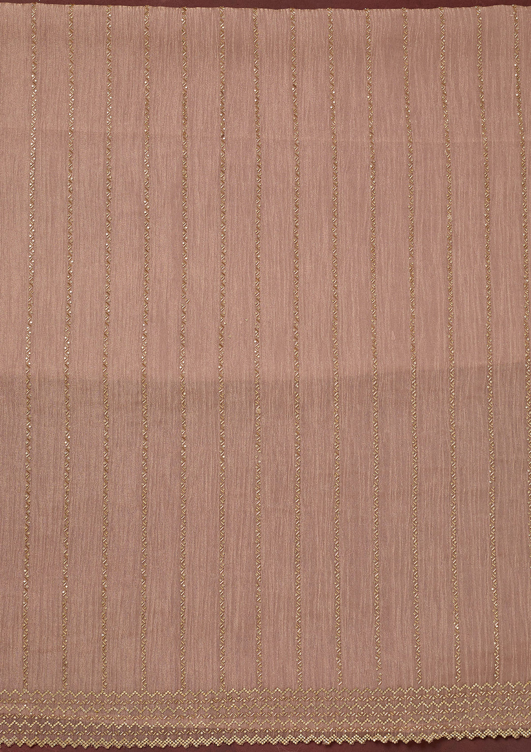 Peach Tissue Gold Stonework Unstitched Dress Material With Matching Bottom And Dupatta
