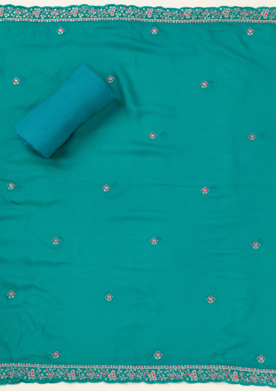 Rama Green Zariwork Organza Unstitched Salwar Suit