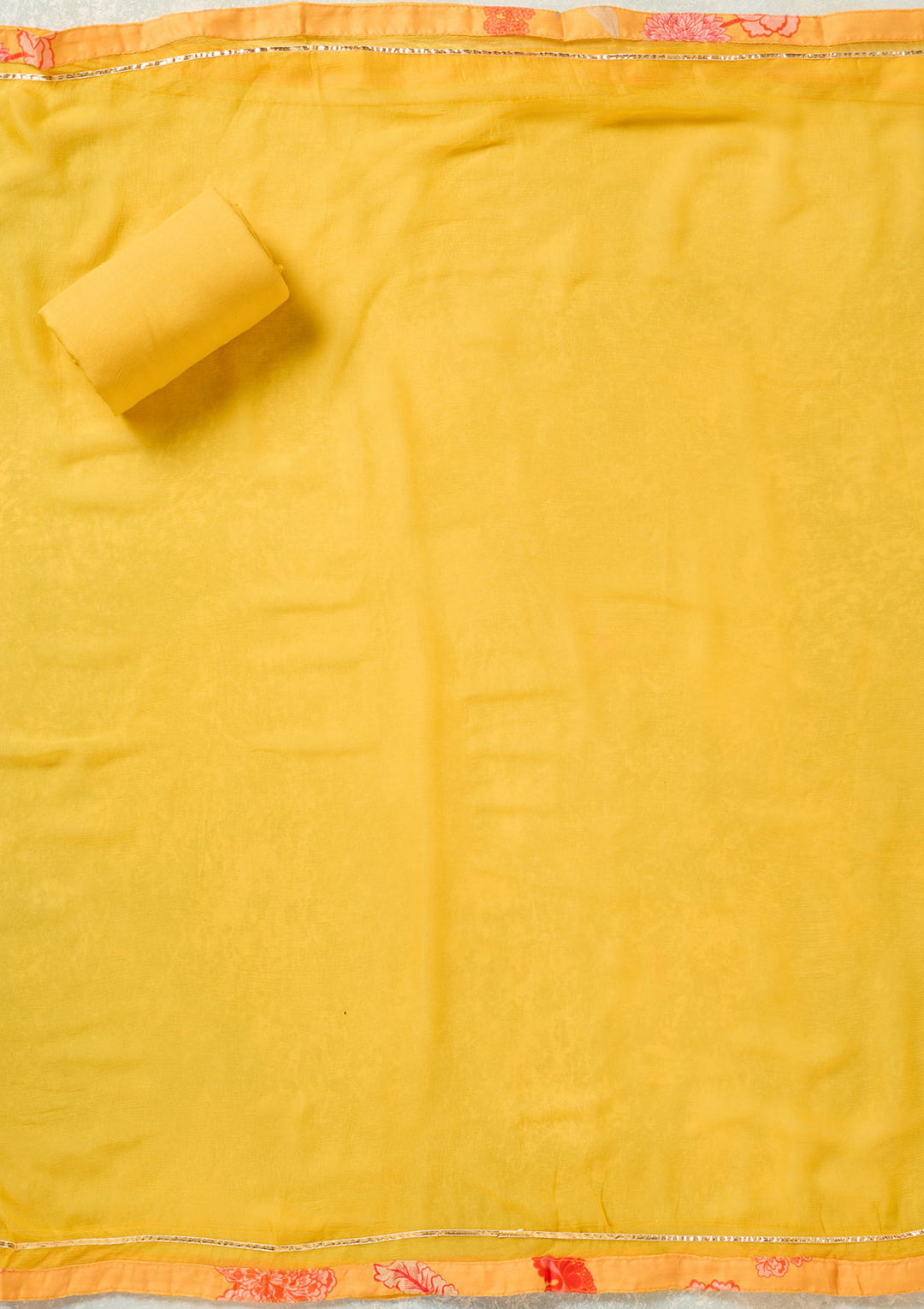 Yellow Zariwork (Gold) Cotton Unstitched Salwar Suit