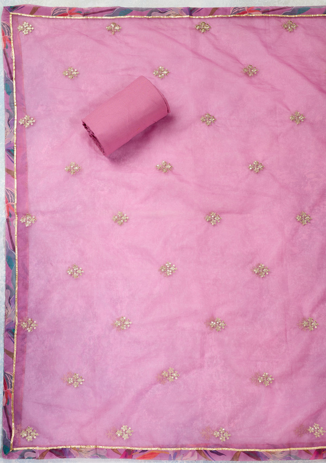 Multi Zariwork (Gold) Organza Unstitched Salwar Suit