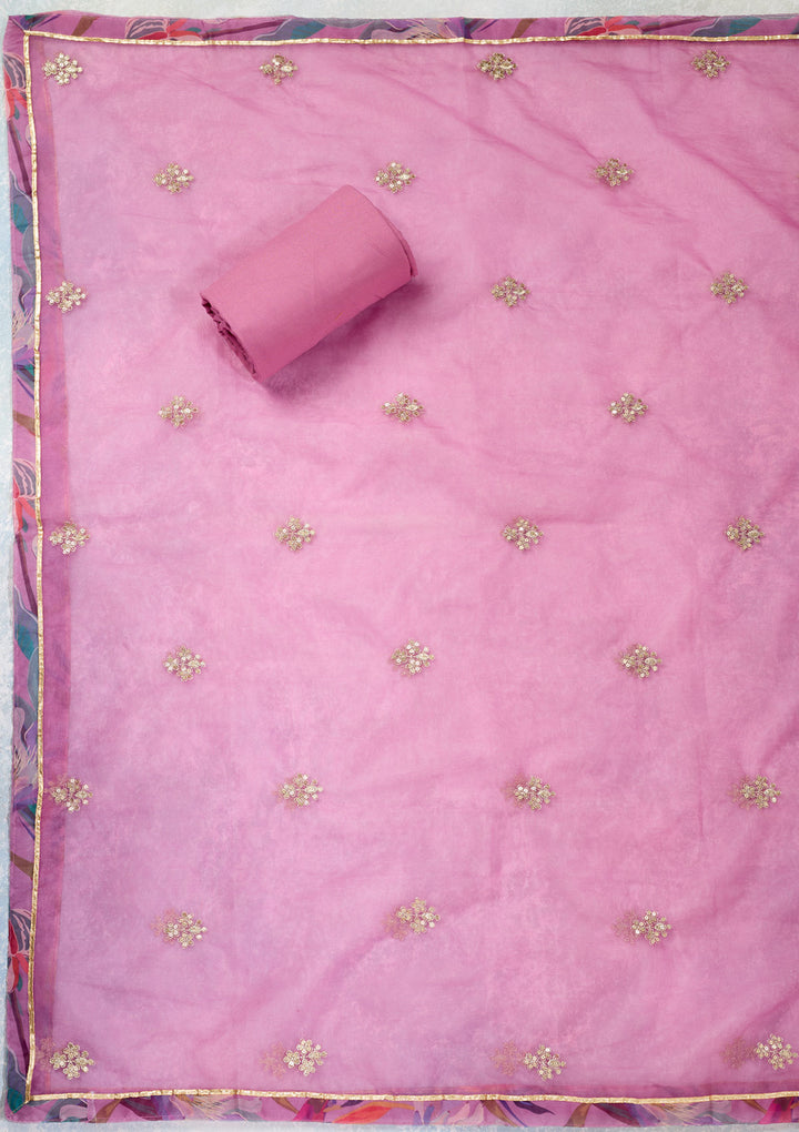 Multi Zariwork (Gold) Organza Unstitched Salwar Suit