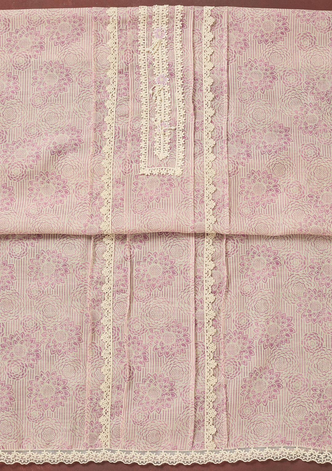 Lavender Threadwork Cotton Unstitched Salwar Suit