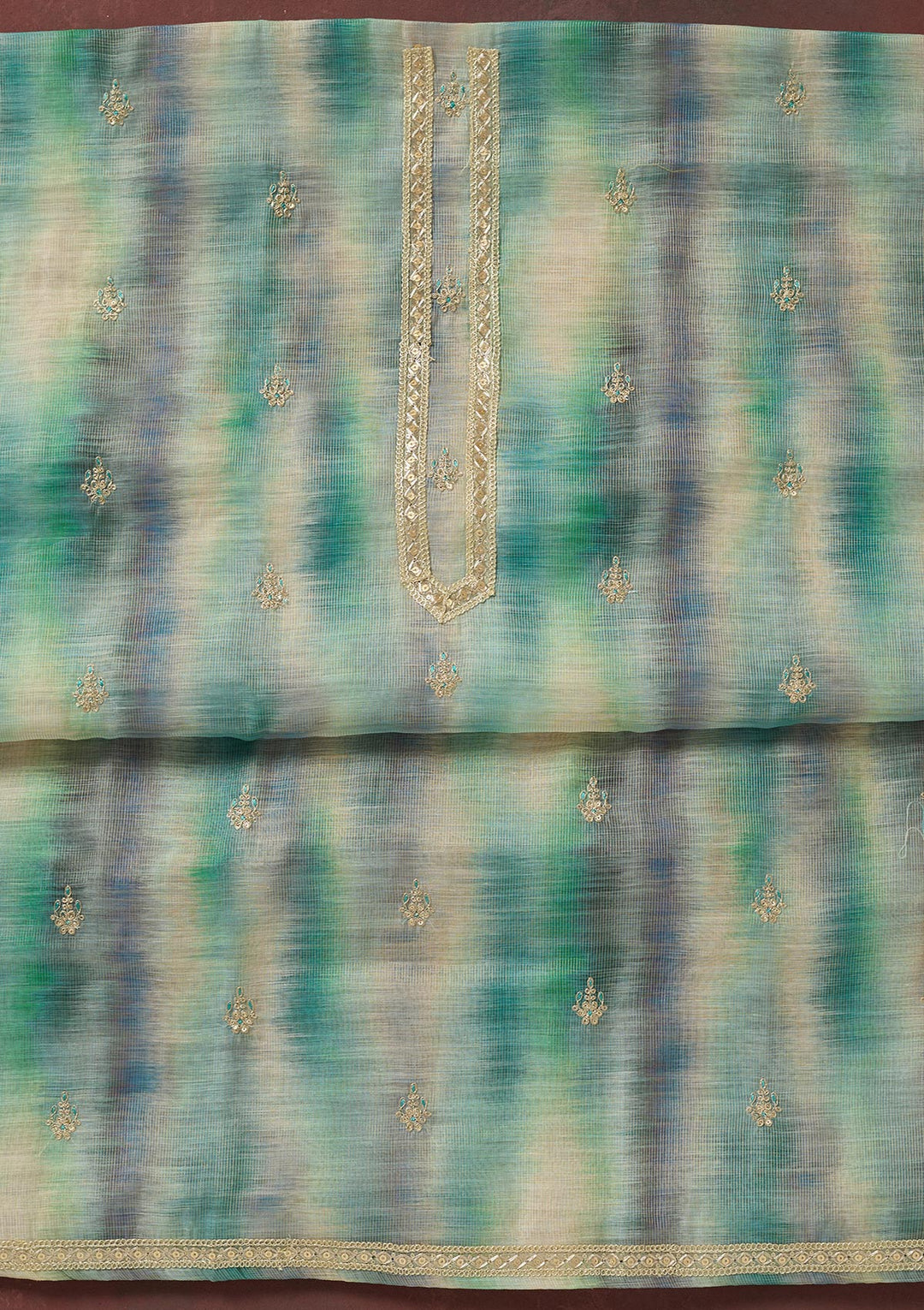 Multi Threadwork Linen Unstitched Salwar Suit