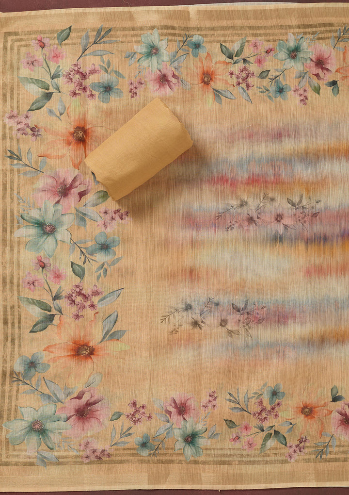 Multi Zariwork (Gold) Linen Unstitched Salwar Suit