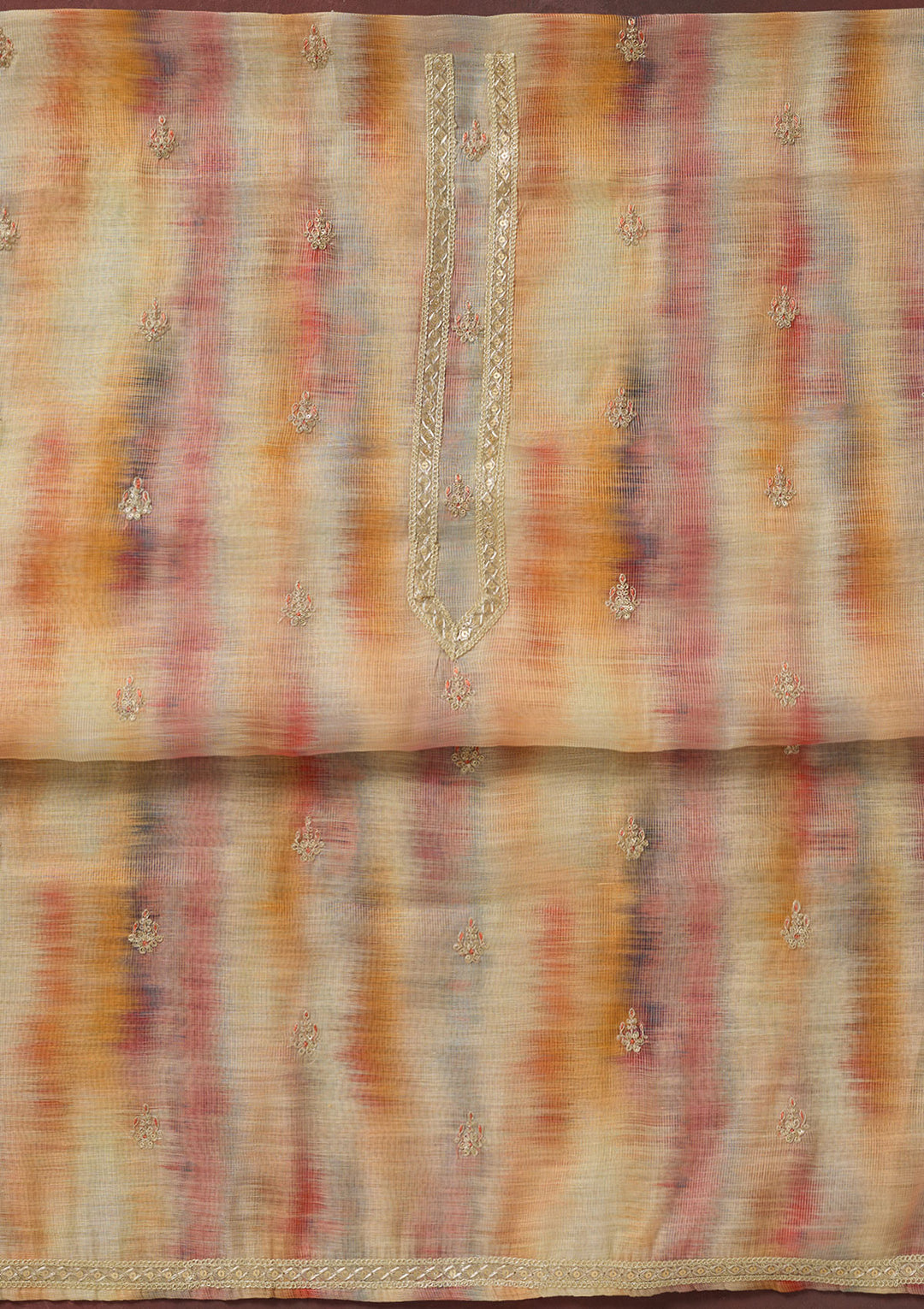 Multi Zariwork (Gold) Linen Unstitched Salwar Suit