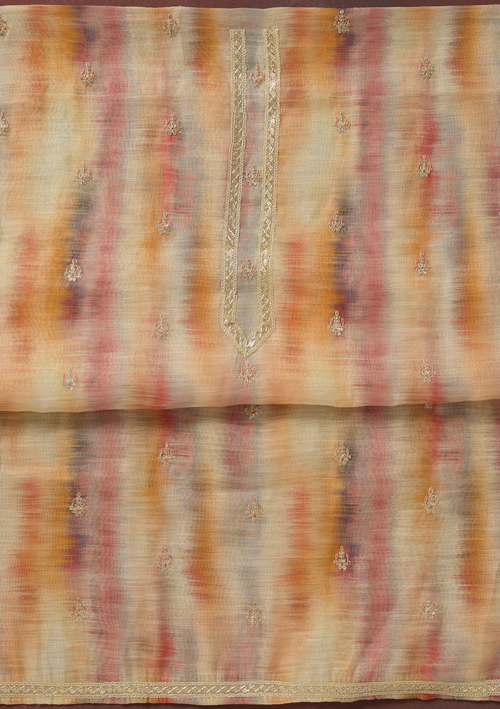 Multi Zariwork (Gold) Linen Unstitched Salwar Suit