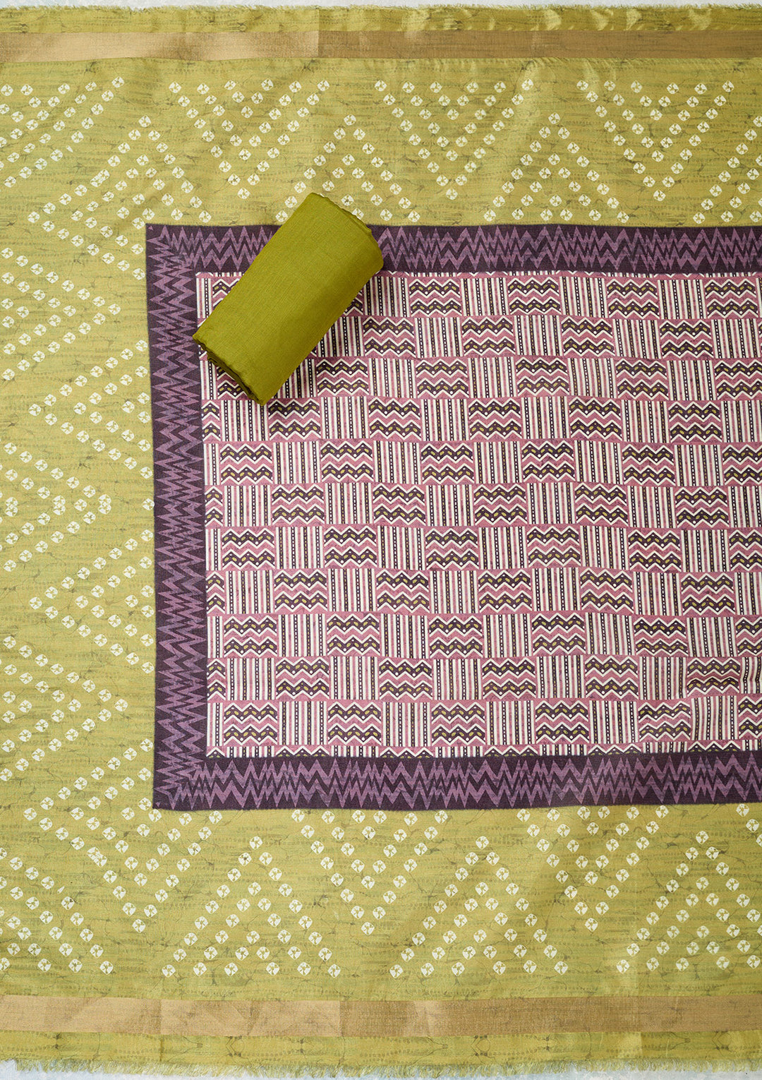 Mehendi Threadwork Organza Unstitched Salwar Suit