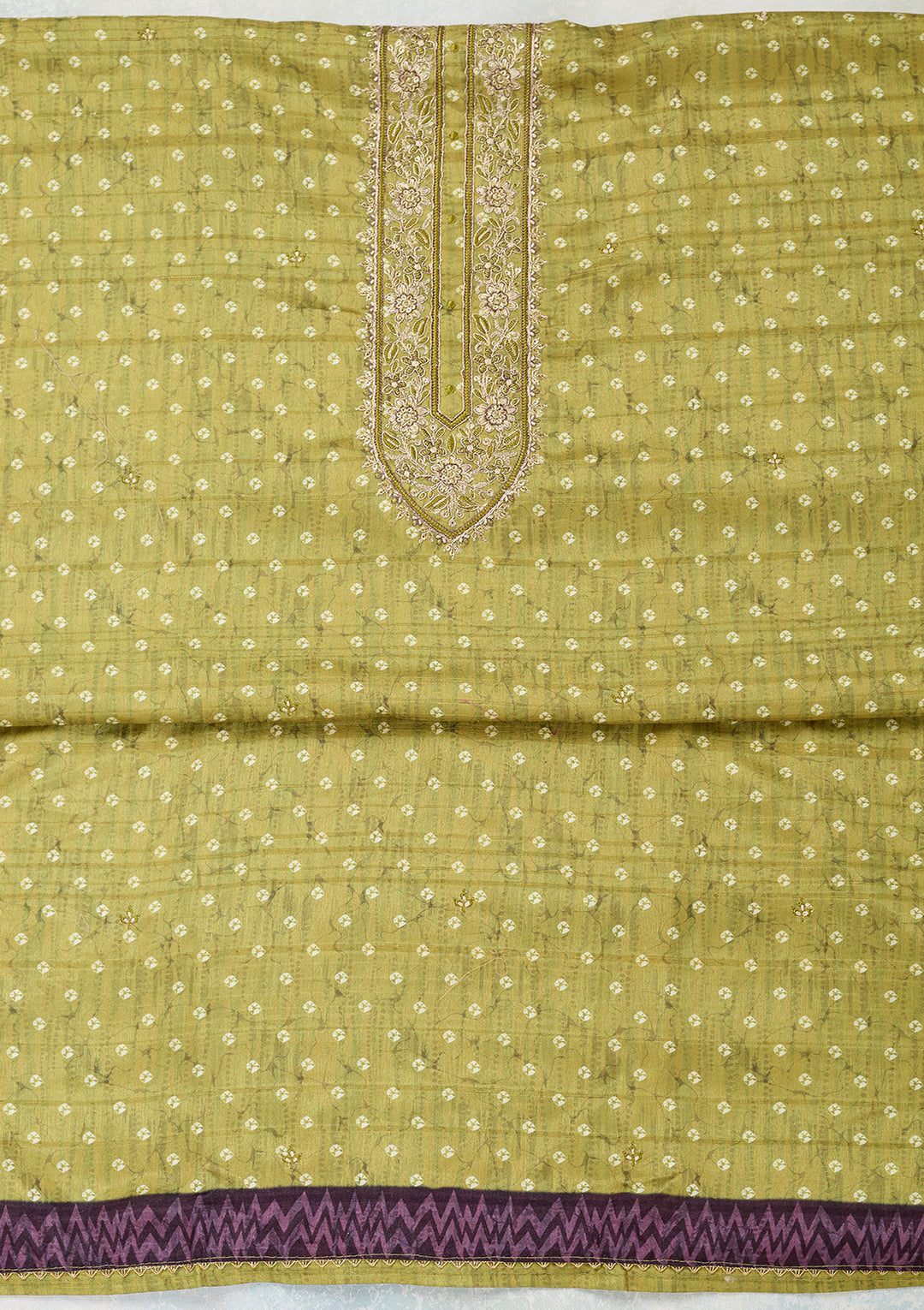 Mehendi Threadwork Organza Unstitched Salwar Suit