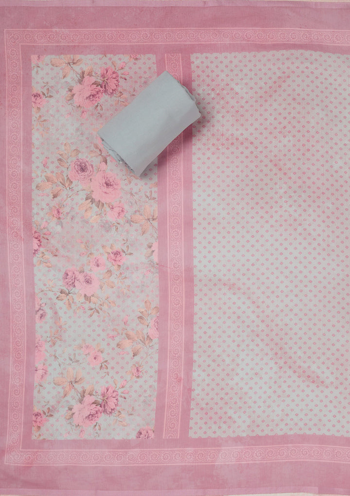 Sky Blue Threadwork Linen Unstitched Salwar Suit