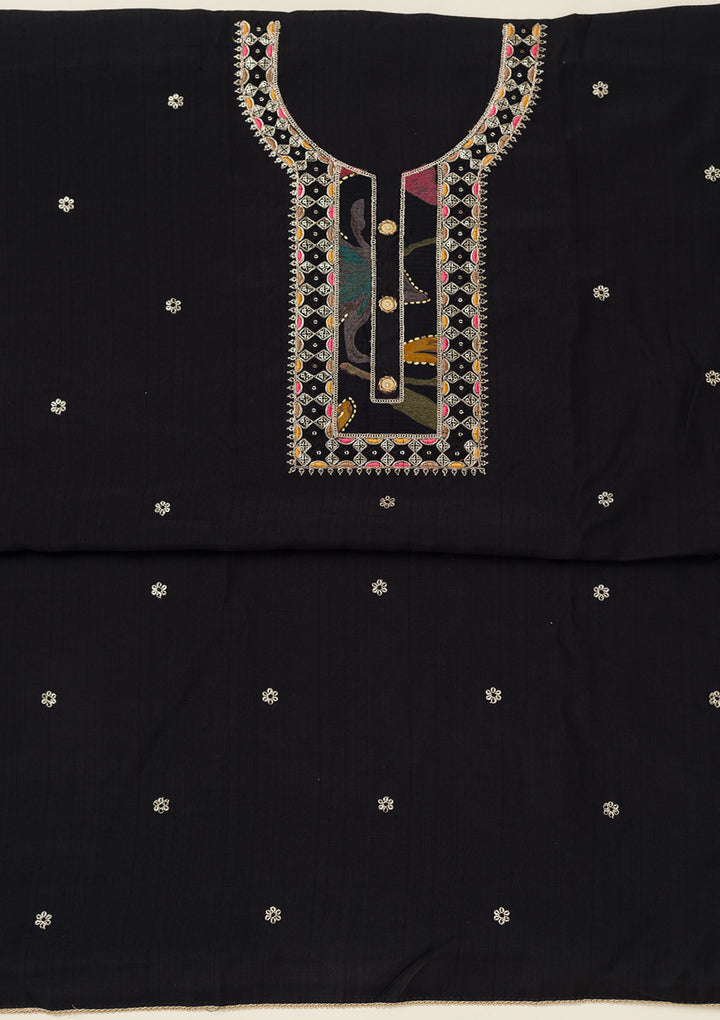 Black Zariwork Dola Silk Unstitched Salwar Suit