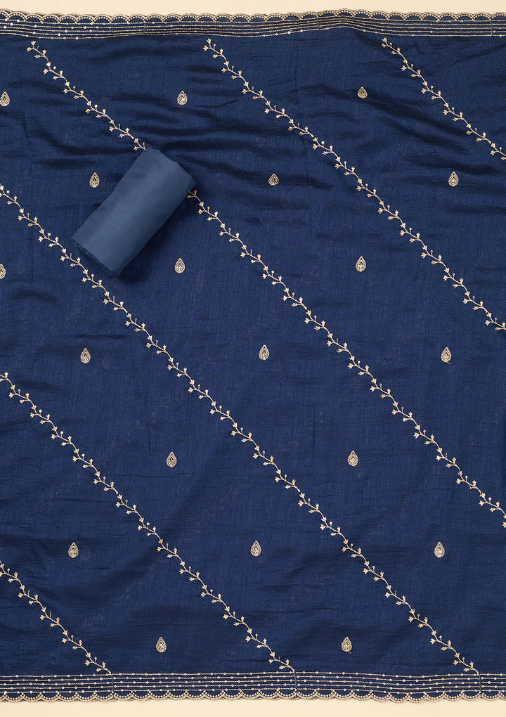 Parrot Green Zariwork Soft Raw Silk Unstitched Salwar Suit