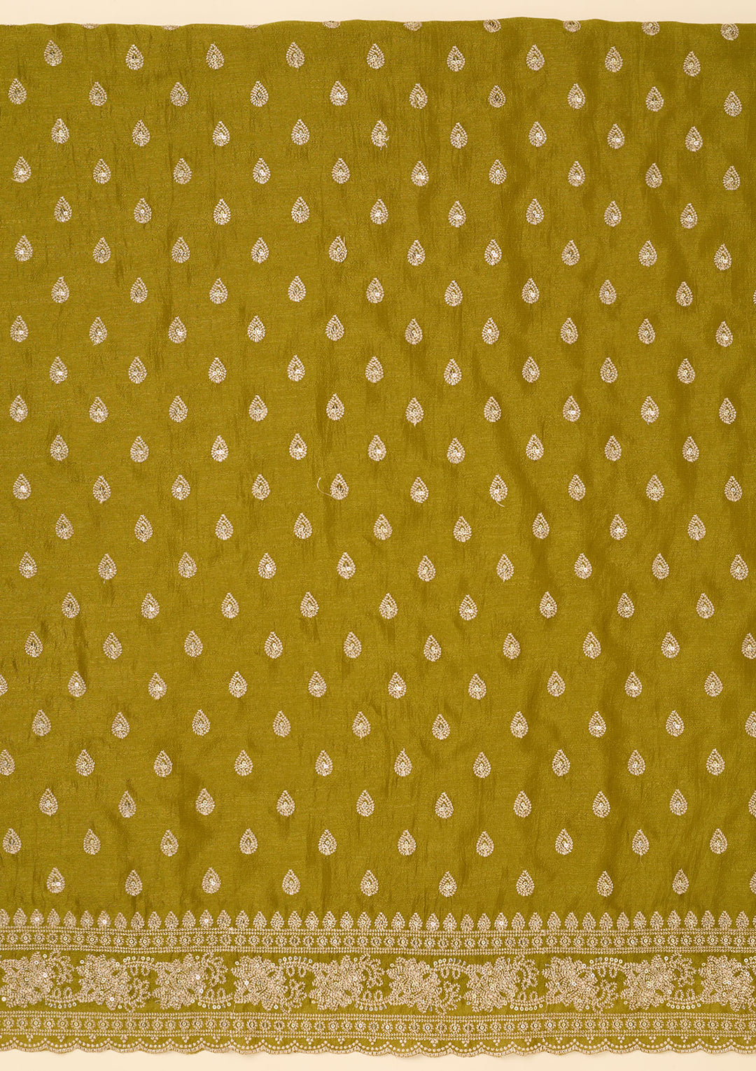 Parrot Green Zariwork Soft Raw Silk Unstitched Salwar Suit