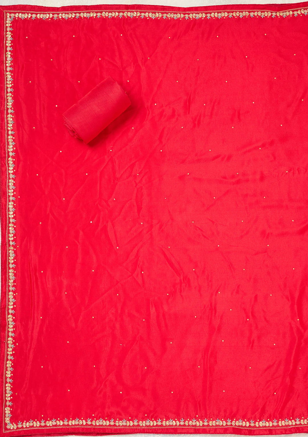 Red Cutdana Georgette Unstitched Salwar Suit