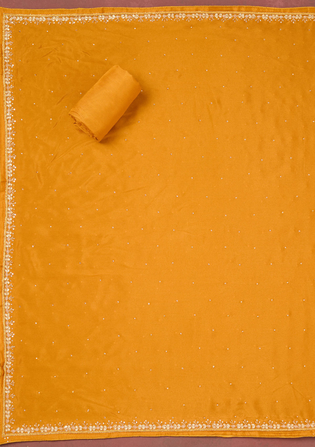 Yellow Cutdana Georgette Unstitched Salwar Suit