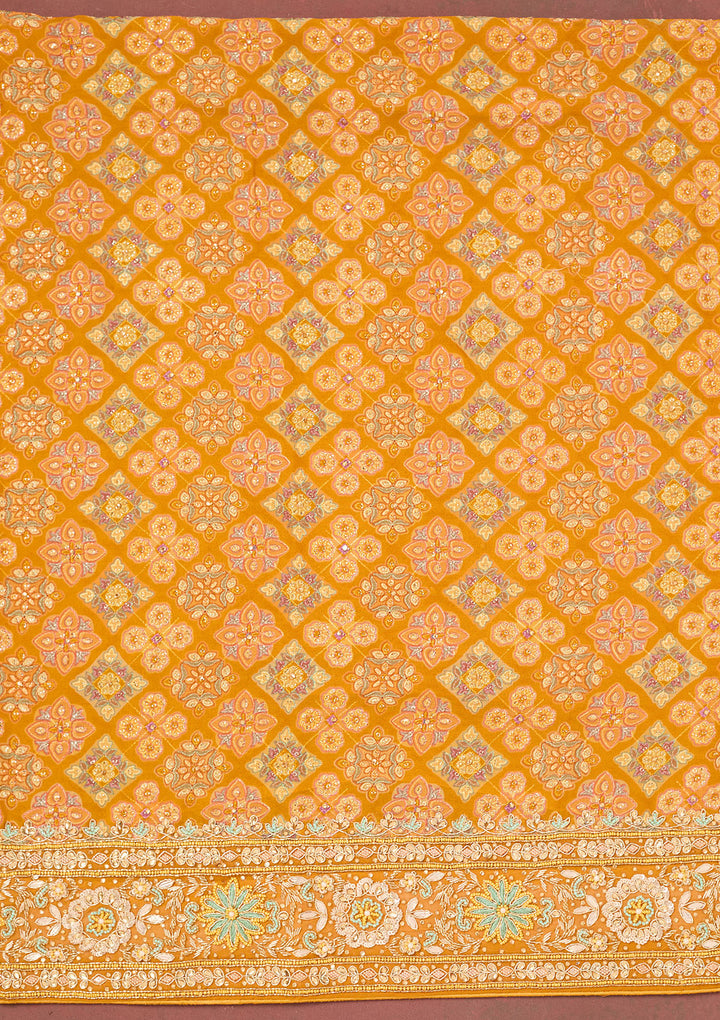 Yellow Cutdana Georgette Unstitched Salwar Suit