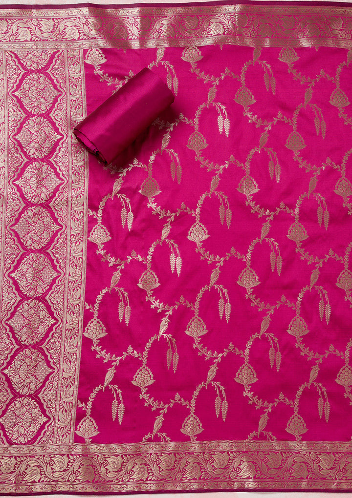 Mehendi Zariwork (Gold) Banarasi Unstitched Salwar Suit