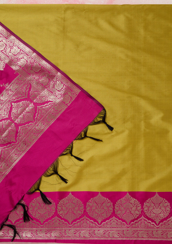 Mehendi Zariwork (Gold) Banarasi Unstitched Salwar Suit