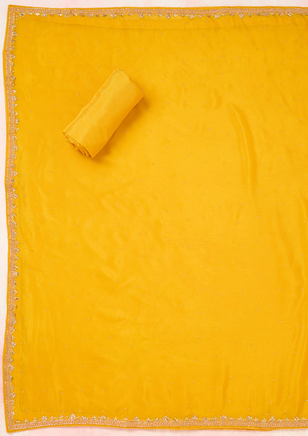 Yellow Zariwork (Gold) Georgette Unstitched Salwar Suit