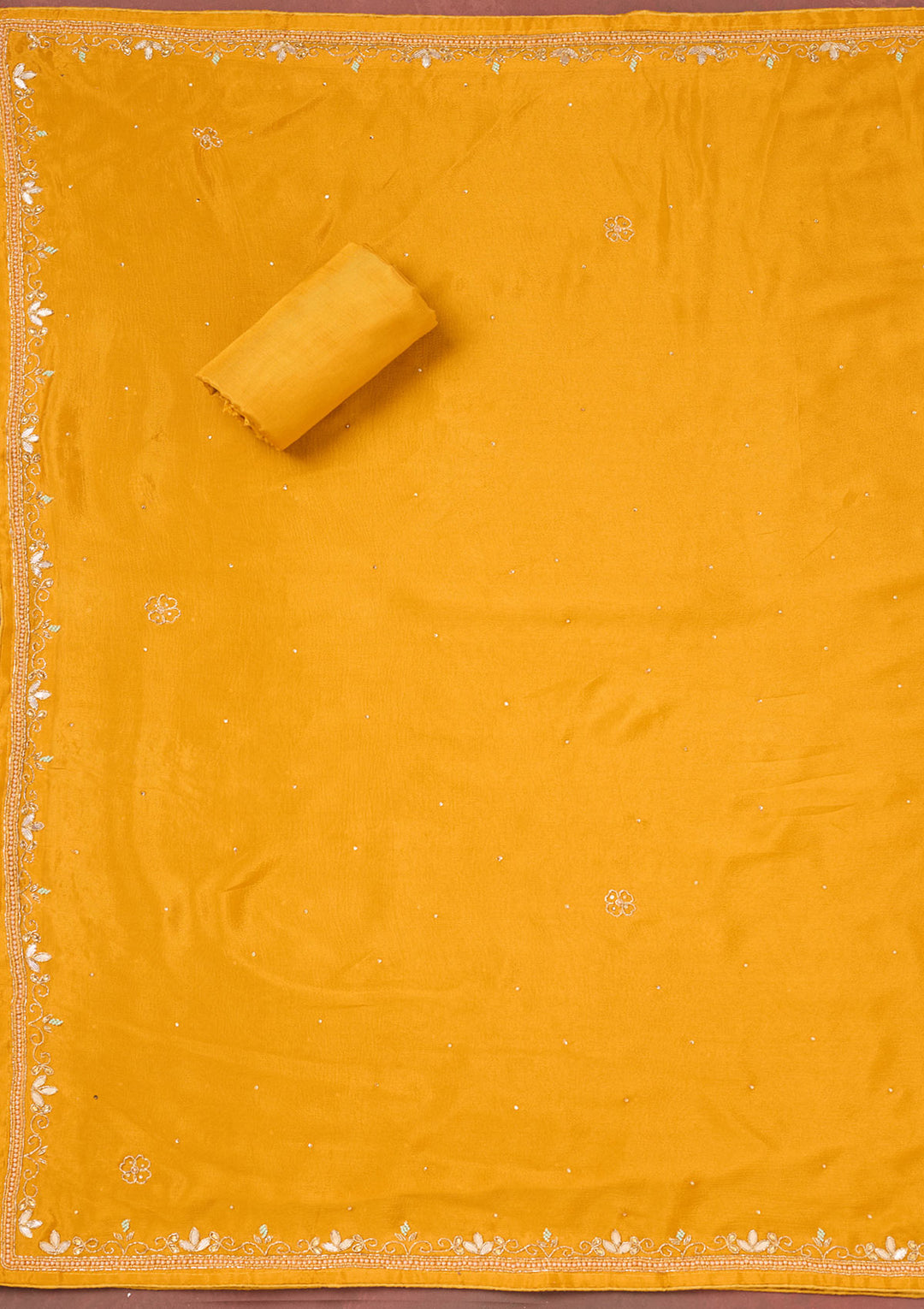 Mustard Stonework Georgette Unstitched Salwar Suit