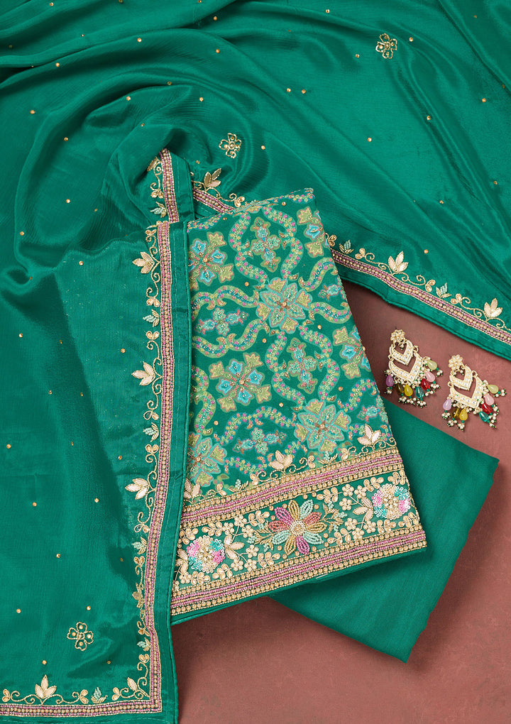 Rama Green Stonework Georgette Unstitched Salwar Suit