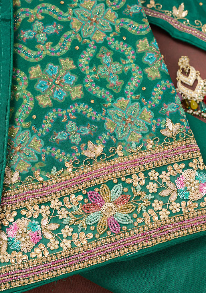 Rama Green Stonework Georgette Unstitched Salwar Suit