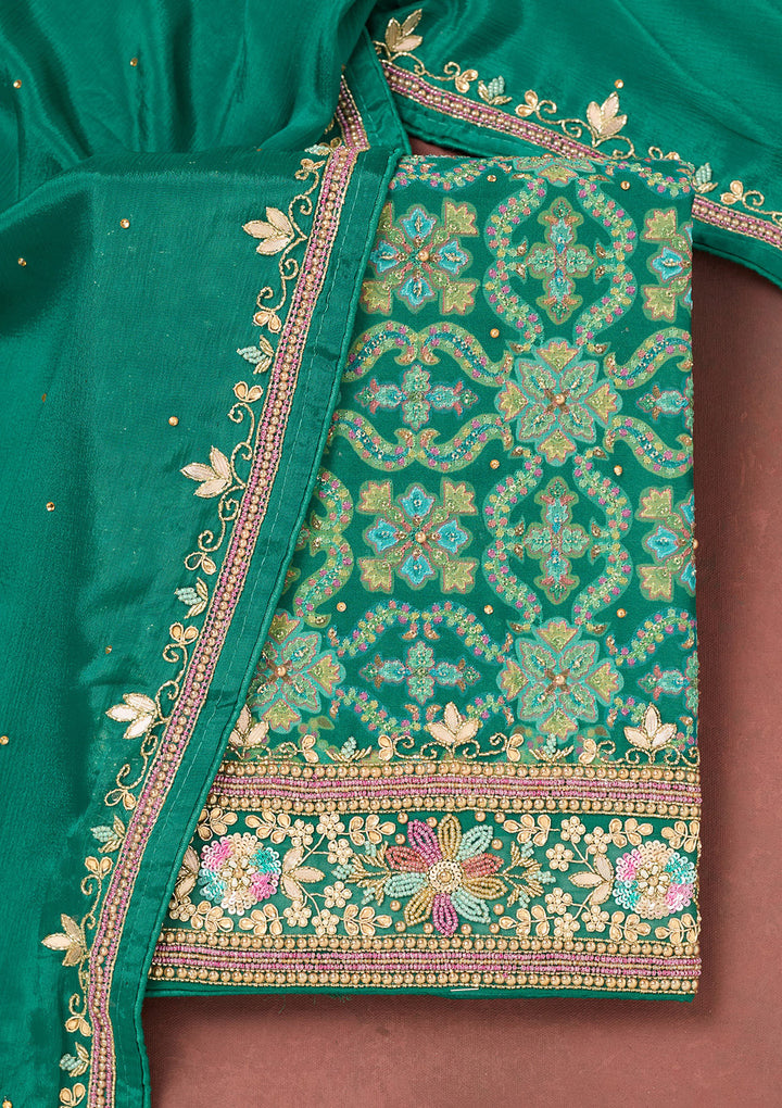 Rama Green Stonework Georgette Unstitched Salwar Suit