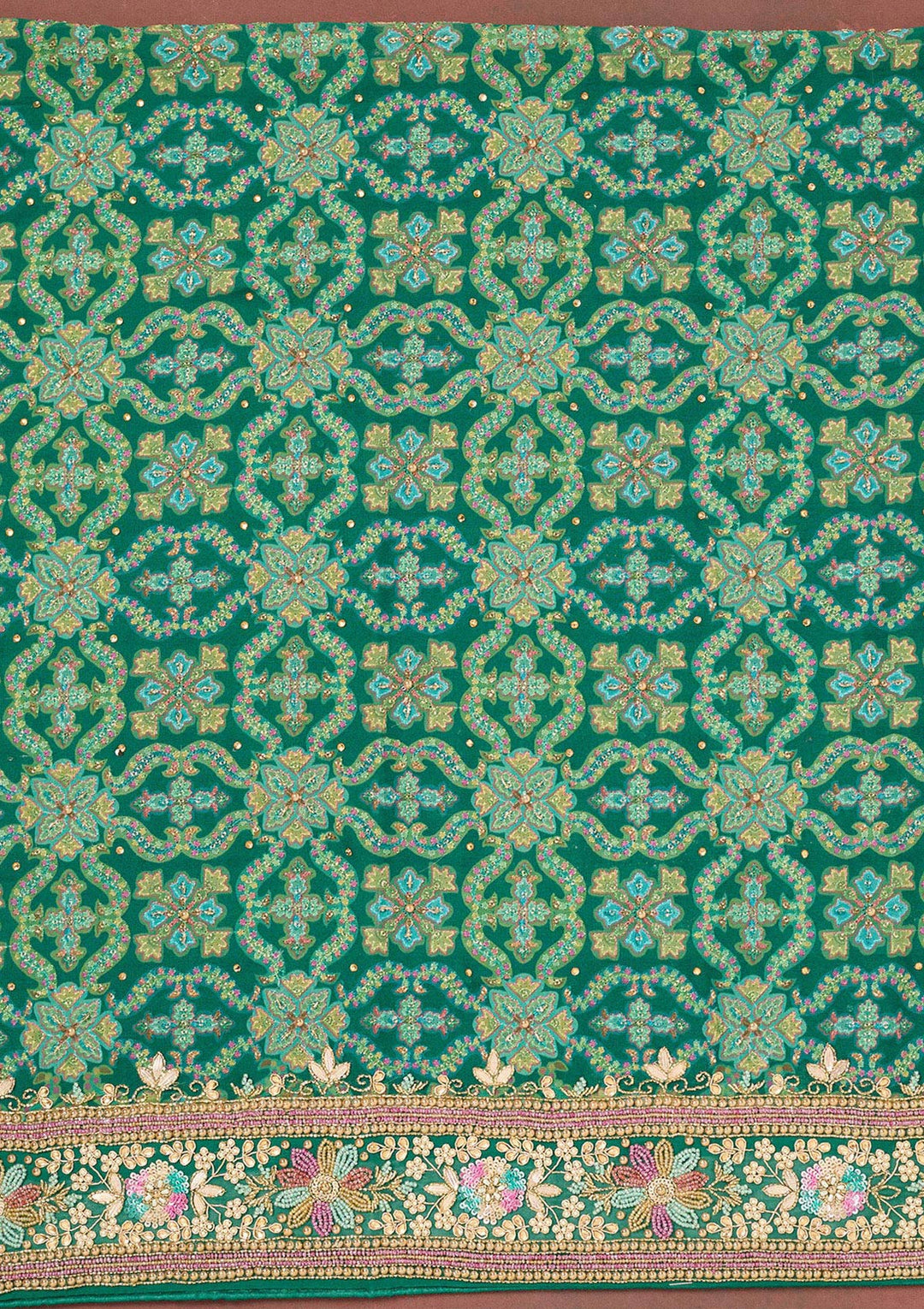 Rama Green Stonework Georgette Unstitched Salwar Suit