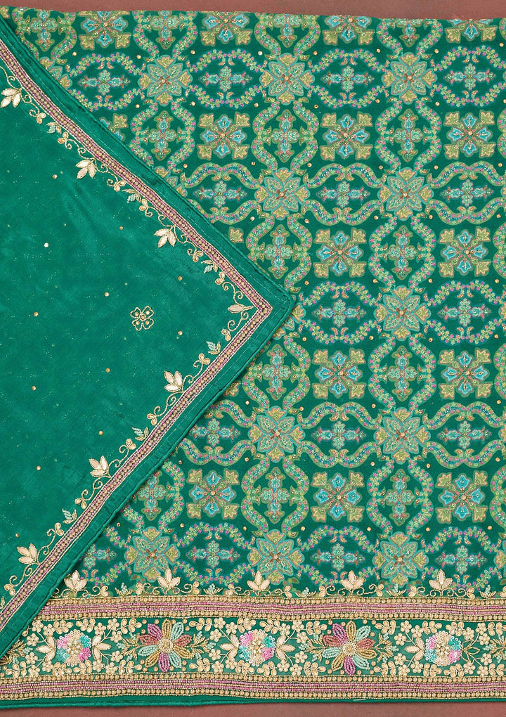 Rama Green Stonework Georgette Unstitched Salwar Suit
